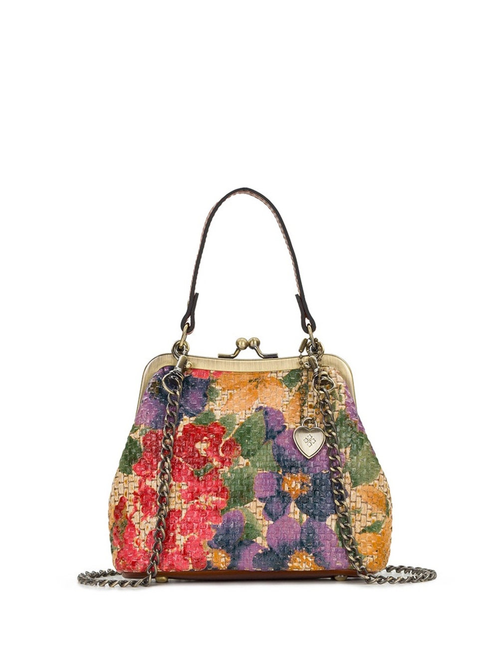 Patricia Nash Rare Mini Laureana Floral Tapestry Kiss-lock NWT grained leather